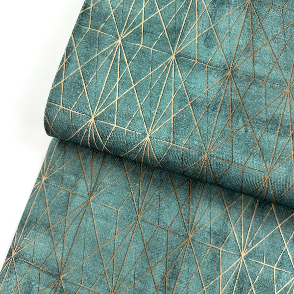 ST10153 Canvas Swafing Borneo grün gold Rauten Baumwolle